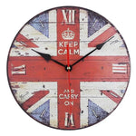 horloge murale style vintage avec le drapeau de l'Angleterre en bois