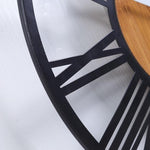 cadran de l'horloge murale industrielle couleur noir et bois style vintage en métal décorative