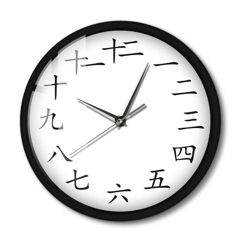 horloge murale chinoise noir et blanche