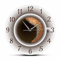 Horloge murale cuisine café au lait design tasse à café sur fond blanc