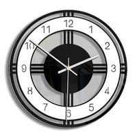 Horloge murale design contemporain noir et blanc à cadran ajouré géométrique de 30 cm