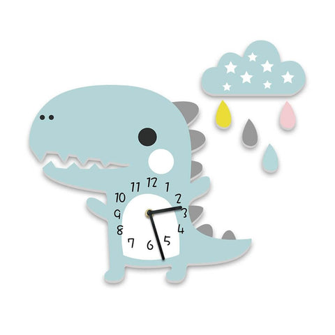 horloge murale enfant dinosaure bleu