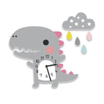 horloge murale enfant dinosaure gris