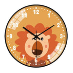 horloge murale pour enfant lion orange chiffre blanc et cadran orange