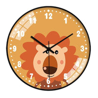 horloge murale pour enfant lion orange chiffre blanc et cadran orange