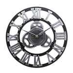 horloge murale industrielle avec engrenages grises