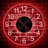 horloge murale vintage lumineuse a LED de couleur rouge