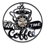 horloge murale en vinyle avec tasse de café au moment de la pause