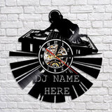 horloge murale vinyle dj noir