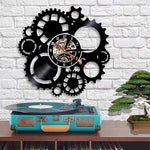 horloge murale vinyle engrenage mobile avec mécanisme en rouage design industrielle pour decoration