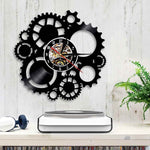 horloge murale vinyle engrenage mobile avec mécanisme en rouage design industrielle pour decoration
