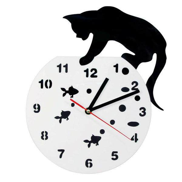 Horloge Originale Chat Sur l'Aquarium | Horloge Mania