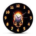 horloge murale tete de mort noir en feu