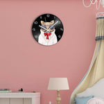horloge vintage chat vinyle noir dans la chambre au mur rose