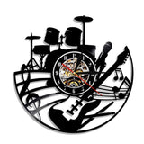 Horloge Vinyle Guitare et Batterie | Horloge Mania