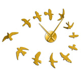 horloge_design_hirondelles_doree