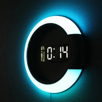 horloge_design_ murale_led_blanc_ effet_miroir_blanc_bleu
