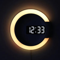 horloge_design_ murale_led_blanc_ effet_miroir_jaune
