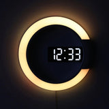 horloge_design_ murale_led_blanc_ effet_miroir_jaune