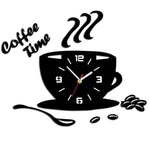 horloge murale cuisine stickers coffee time couleur noir avec quatz