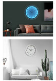 horloge murale lumineuse avec LED bleu pour salle de séjour