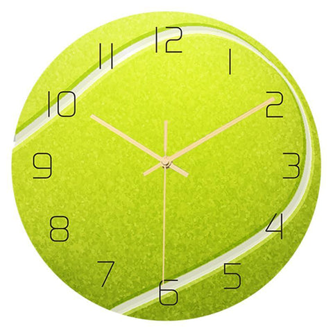 horloge murale balle de tennis jaune