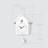 horloge murale coucou scandinave à quartz avec oiseau design de couleur blanche pour Forest suisse diametre 25 cm x 26 cm
