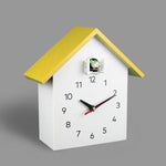 horloge murale coucou scandinave à quartz avec oiseau design de couleur jaune pour Forest suisse