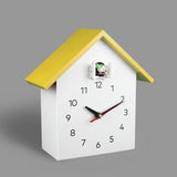 horloge murale coucou scandinave à quartz avec oiseau design de couleur jaune pour Forest suisse