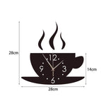 horloge murale cuisine stickers-autocollante avec tasse de café design dimension