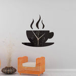 horloge murale cuisine stickers-autocollante avec tasse de café design dans le salon