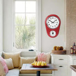 horloge murale cuisine avec minuteur rouge  a quartz pour salon