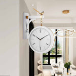 horloge murale double face au style moderne de gare et pendule design vintage avec aiguilles quartz de couleur blanche pour salon