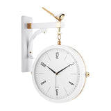 horloge murale double face au style moderne de gare et pendule design vintage avec aiguilles quartz de couleur blanche