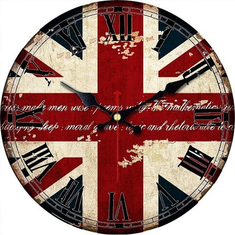 horloge murale drapeau anglais avec chiffres romains