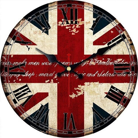 horloge murale drapeau anglais avec chiffres romains