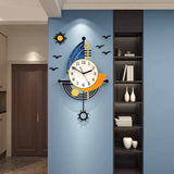horloge murale moderne design décoratif avec un bateau sur le mur de la chambre