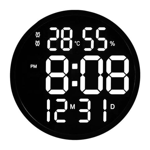 horloge murale numérique design avec cadran couleur noir avec LED