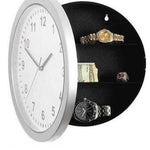 horloge murale originale coffre fort avec boite secrète de diamètre 25 cm argenté quartz