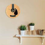 horloge murale originale guitare acoustique et sèche de forme ronde en bois sans cadran noir pour salon