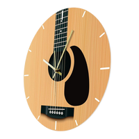 horloge murale originale guitare acoustique et sèche de forme ronde en bois avec instrument
