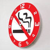 horloge murale style originale pour interdit de fumer avec signe de stop à la cigarette de diamètre de 30 cm pour salle d'attente