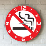 horloge murale style originale pour interdit de fumer avec signe de stop à la cigarette de diamètre de 30 cm pour salle d'attente