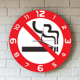 horloge murale style originale pour interdit de fumer avec signe de stop à la cigarette de diamètre de 30 cm pour salle d'attente