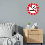 horloge murale style originale pour interdit de fumer avec signe de stop à la cigarette de diamètre de 30 cm pour salle d'attente