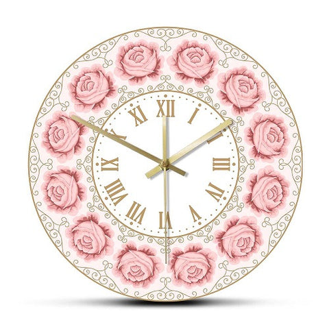 horloge murale style originale kitsch et kitch couleur rose vintage avec quartz pour décorative de cuisine