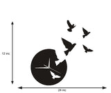 horloge murale originale oiseaux volants dans le ciel de diametre 30 cm x 60 cm