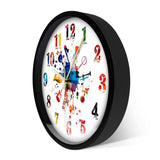 horloge murale originale peinture musicale colorée avec diamètre de 30 cm avec cadran noir