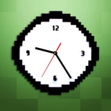 horloge murale originale pixel sur le mur arriere vert