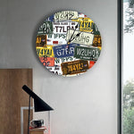 horloge murale style originale avec plaque d'immatriculation rétro pour la chambre